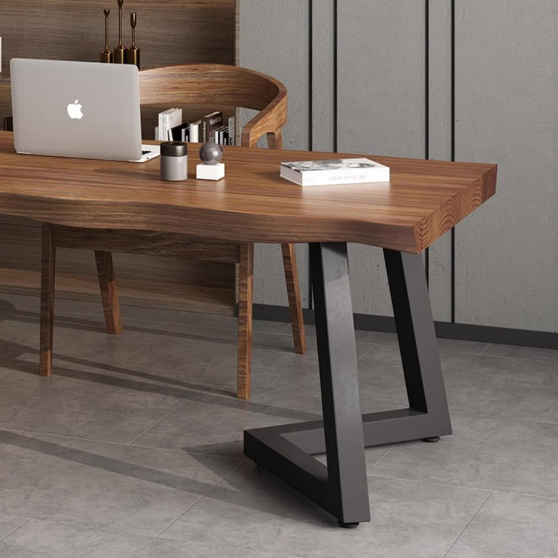 Bureau rectangulaire en bois massif brun noyer + noir, H 29,53 po x l 70,87 po x P 29,53 po