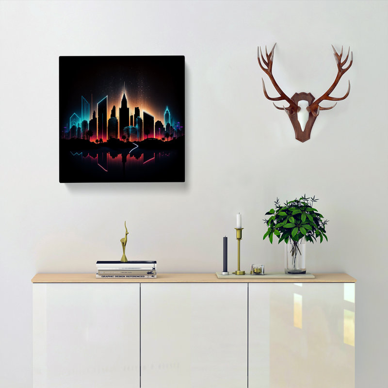 Skyline Neon - Wrapped Canvas