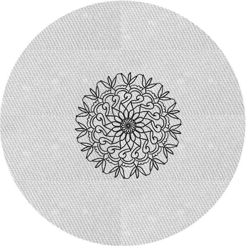 Tapis blanc/noir tissé à la machine, Rond 7 pi