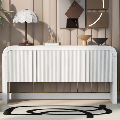 Console 63 pouces à motif de vagues avec 4 portes et tablette réglable