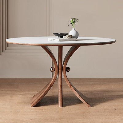 White Round Sintered Stone Dining table