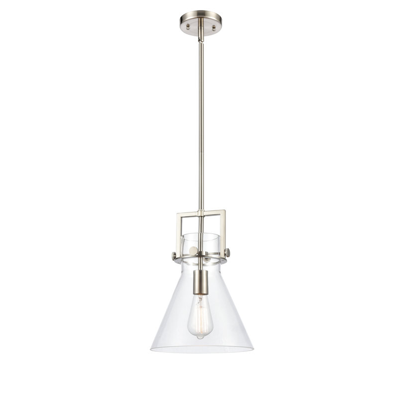 Luminaire suspendu conique à 1 lumière Borgen, Nickel satiné brossé, H 13,63 po x l 10 po x P 10 po