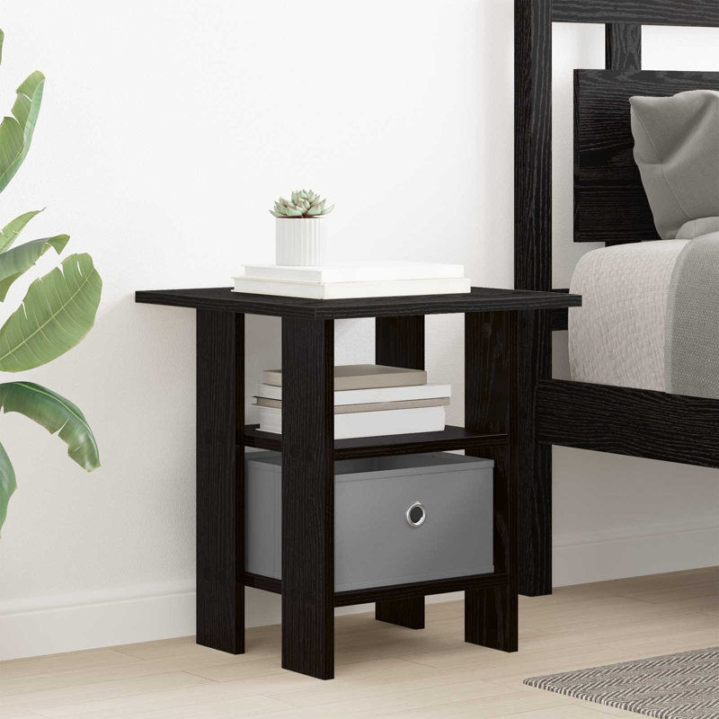 41cm W Composite Bedside Table, Black Oak