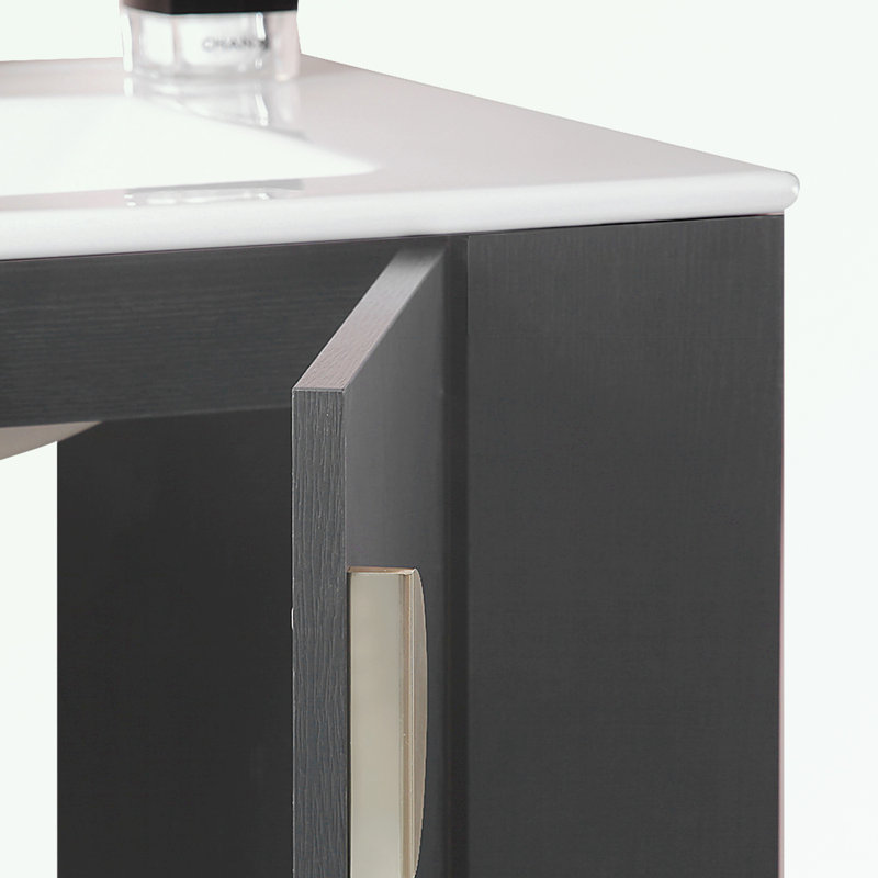 Wall Mounted Bathroom Vanity with Sink and Side right Open Storage Shelf, Black