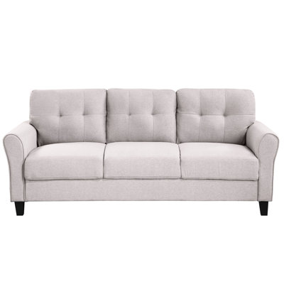 Grey Linen Upholstered 3 Couch, And Cozy For Office Modern , Comfortable Daily Use, Wood Structure, Foam Filled Seats, Simple Assembly Method