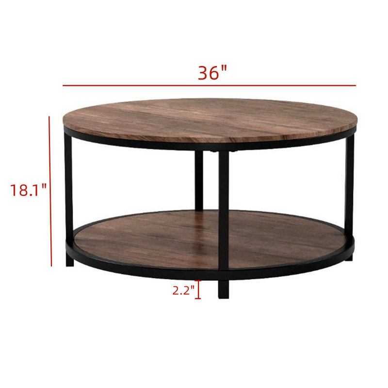Kensei Nesting Coffee Table, 18" H x 36" W x 36" L, Dark Brown Wood