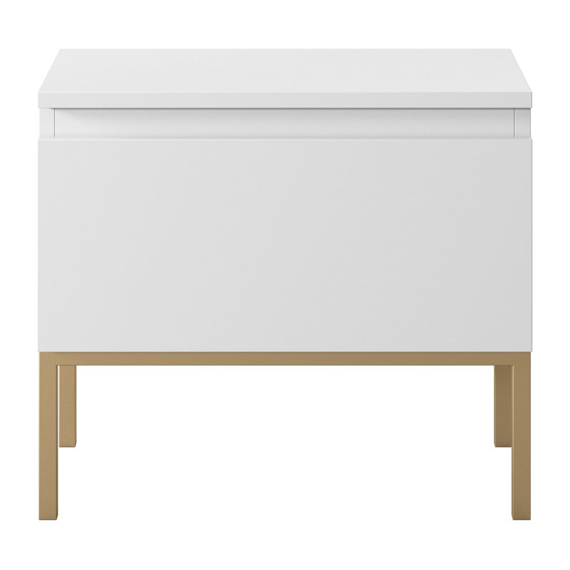 Moaad 49cm W Steel Bedside Table, White/Gold