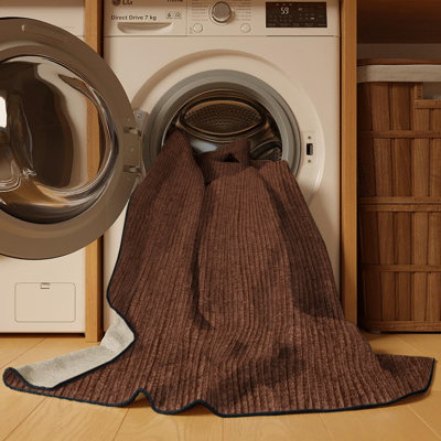 Machine Washable Solid Brown Area Rug