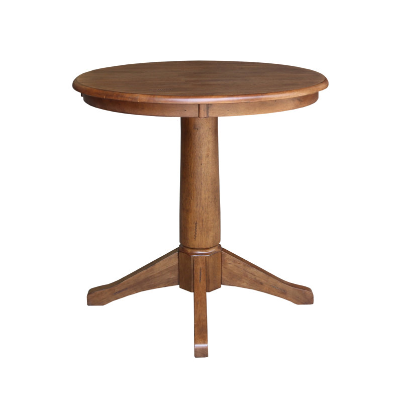 Imilia Solid Wood Pedestal Dining Table, 29.9" H x 30" L x 30" W, Distressed Oak