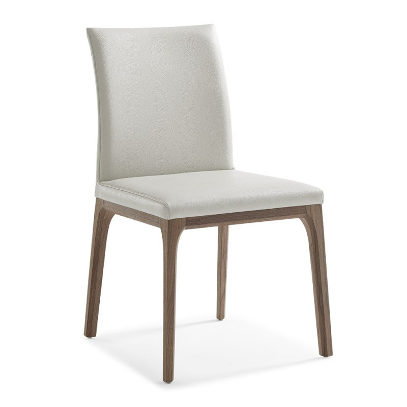 Jakiylah 19'' H Faux Leather Upholstered Walnut Side Chair, White, Walnut