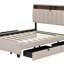Lit plateforme tapissier double avec tête de lit, gigogne simple et 2 tiroirs-1081294781