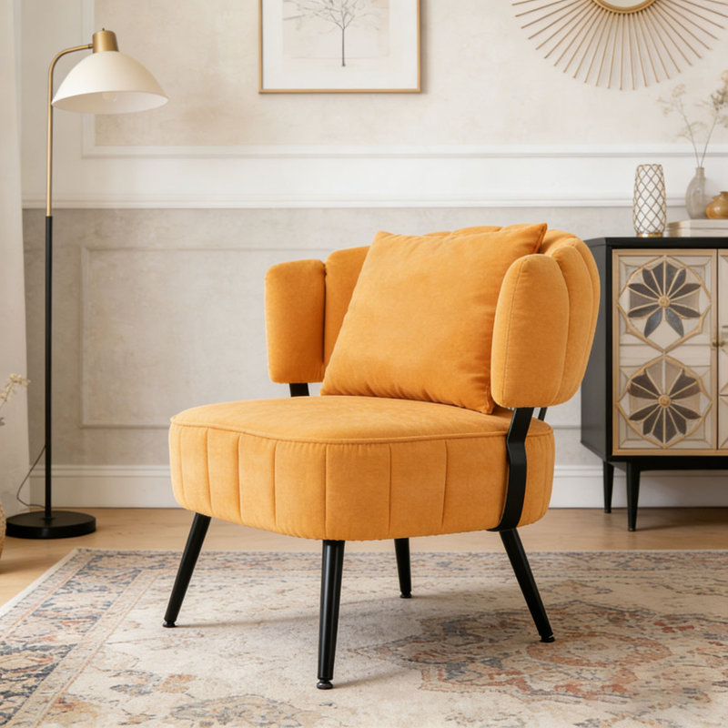Chaise d'appoint avec siège à ressorts ensachés, Jaune