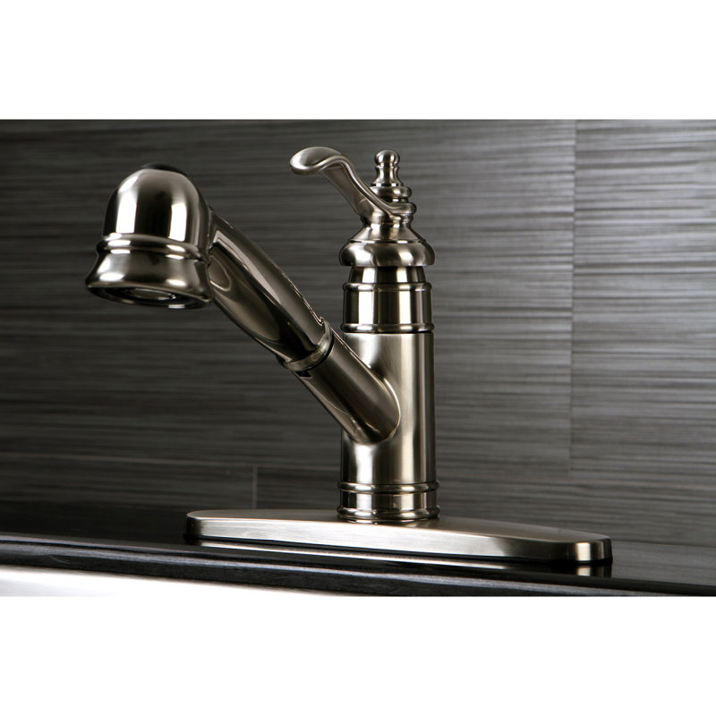 Robinet de cuisine à poignée simple pull out Templeton, Nickel brossé