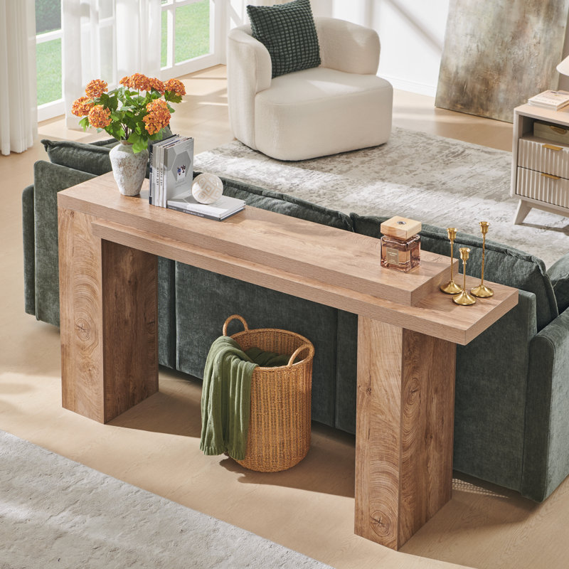 63-Inch Long Entryway Table，Wooden Console Table，Modern Sofa Table Behind Couch For Living Room, Light Tree Knot