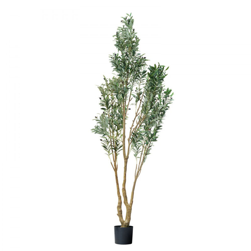 Grand arbre artificiel artificiel de 8 pi avec pot noir pour bureau personnel