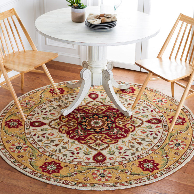 Bryonhall Hand Hooked Performance Floral Rug, Round 8'