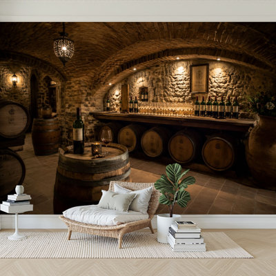 Papier peint adhésif à peler et coller pour baril de vin cave à vin Vinyle adhésif de contact amovible pour décoration de salon Chambre 69 po x l 96 po