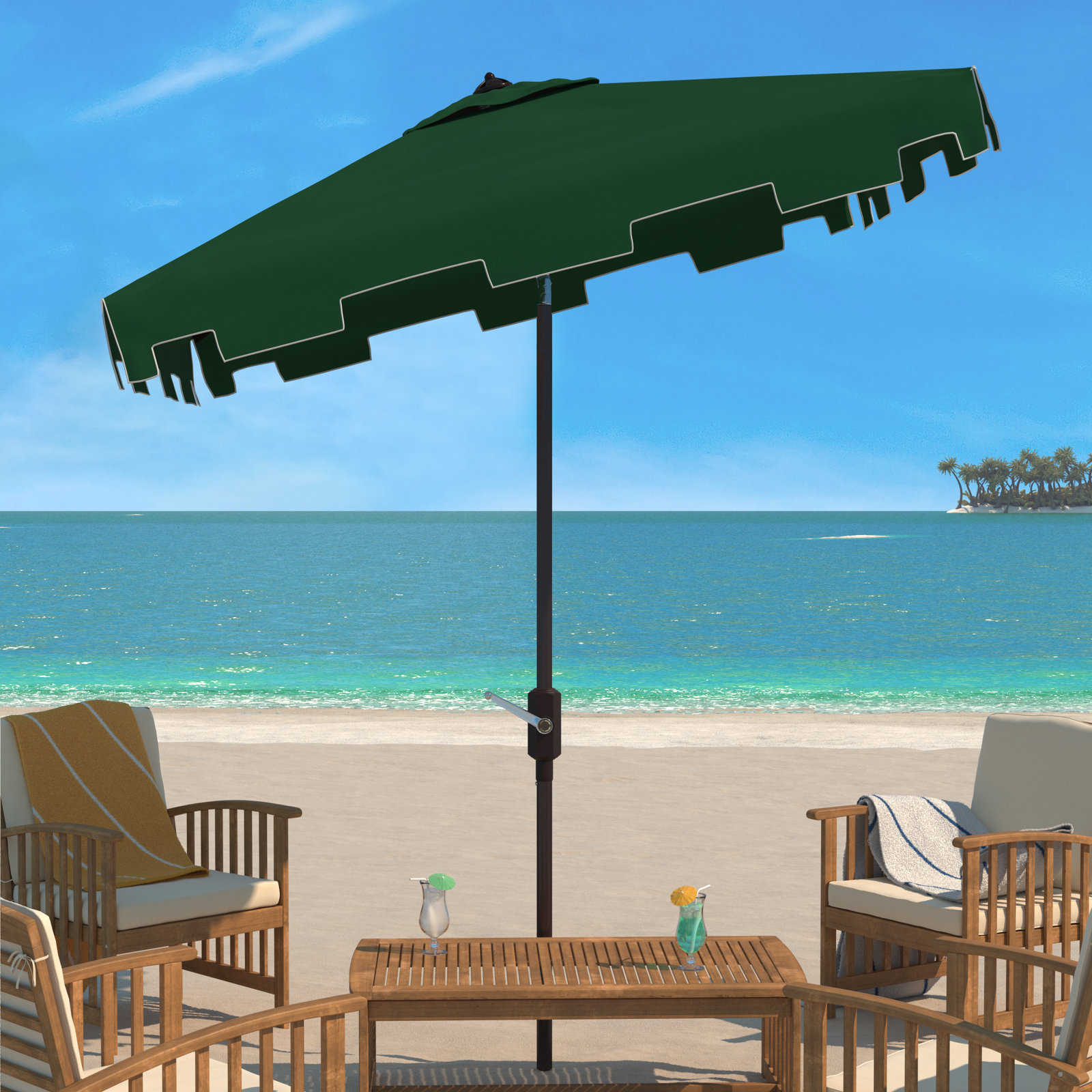 Lincoln 90'' Outdoor Umbrella, Dark Green