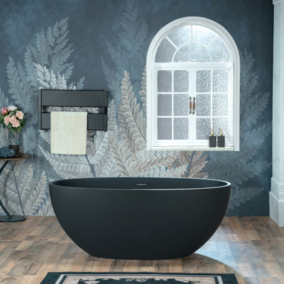 Baignoire autoportante en résine de 55 po avec trop-plein et drain escamotable