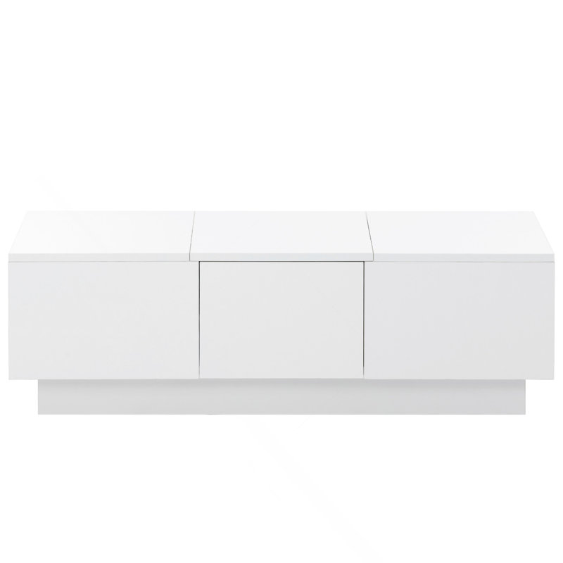 Table basse avec 2 grands compartiments de rangement cachés, Blanc