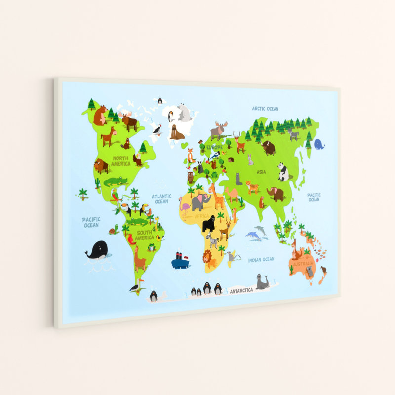 « world map art » et « couleur », art encadré Feemster, H 12,5 po x l 18,5 po x P 0,5 po