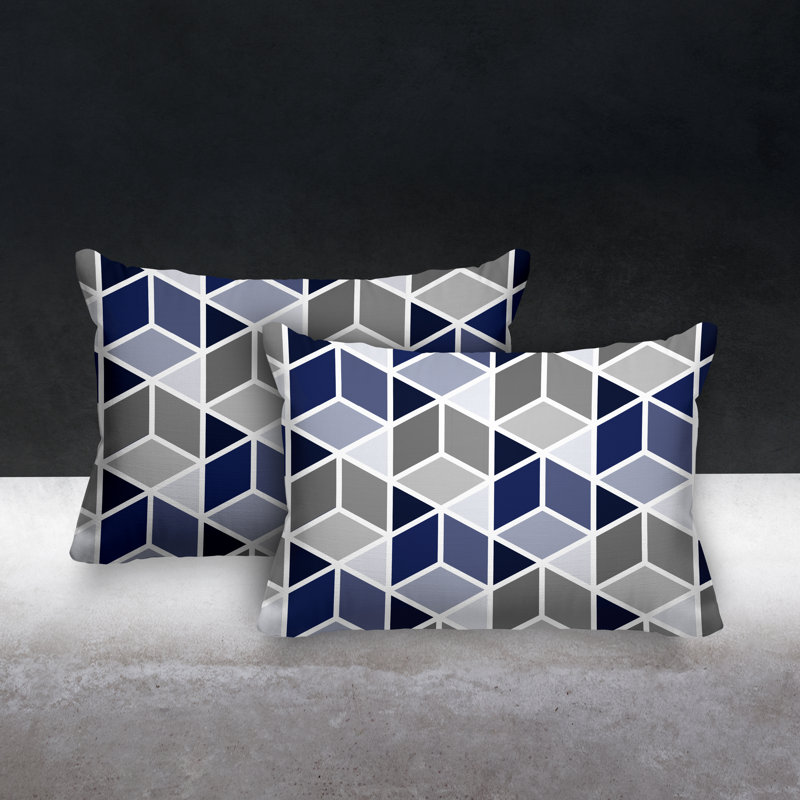 Coussin cubique intérieur / extérieur Cubana, Bleu marine