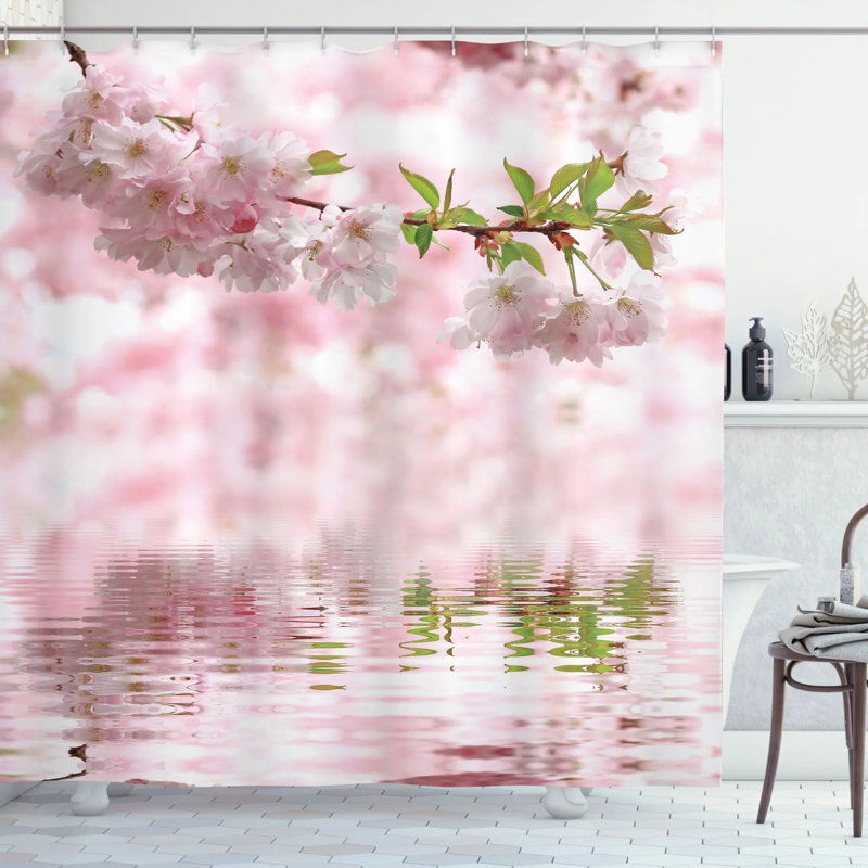 Floral Shower Curtain with Hooks Included