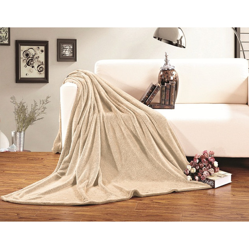 Jeté réversible en molleton de polyester, Simple / Simple TG, Beige