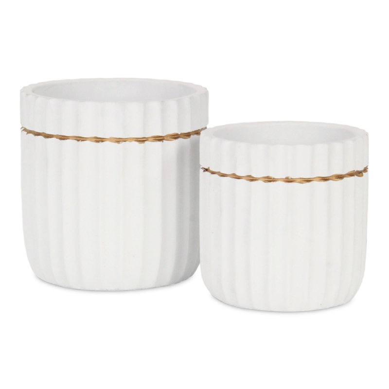 Pot à fleur en céramique fait à la main Gyanni, Blanc, 4 po x 4,75 po x 4,75 po