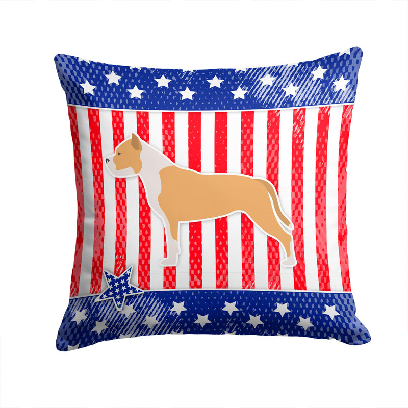 Coussin intérieur/extérieur bleu/rouge square patriotique, H 14 po x l 14 po x P 3 po