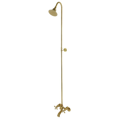 Kingston Brass Vintage Two-Handle 2-Hole Wall Mount Clawfoot Tub Faucet Package with Shower Combo
