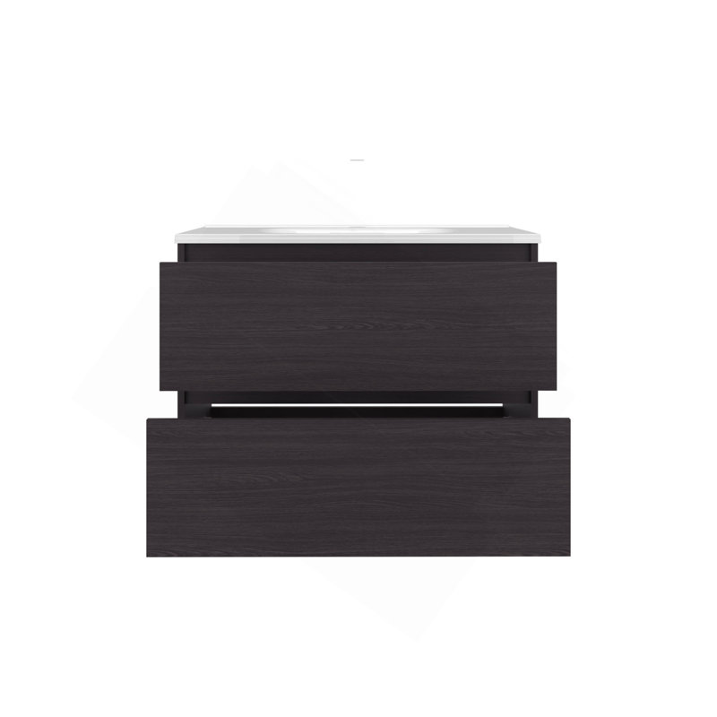 Meuble-lavabo avec lavabo, 2 tiroirs, wengé noir, Noir