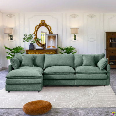 Madteos 105"w Modular Laf Raf Sectional, Sofa Couch, 3 Seater