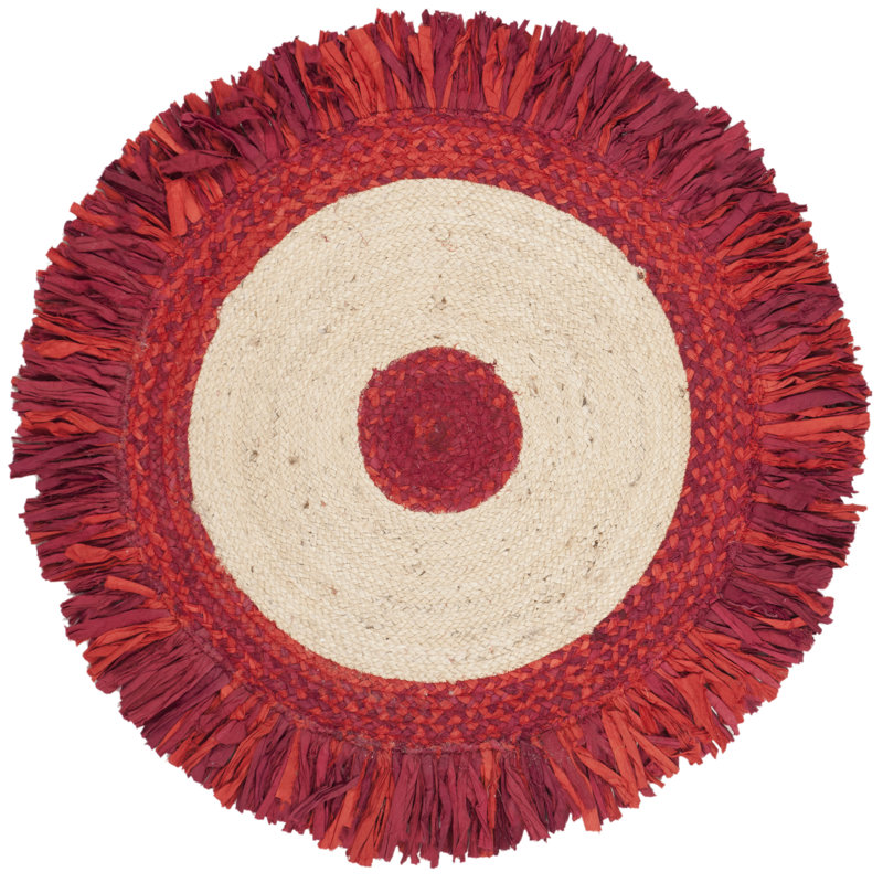 Abhay Hand Woven Jute, Cotton Rug, Round 3'