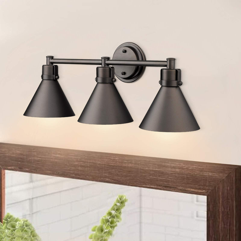 Éclairage pour meuble-lavabo industriel 3 lumières, Bronze huilé