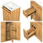 Meuble-lavabo autoportant de 24 po avec lavabo en céramique, structure en bois massif, 1 tiroir rabattable, 1 rangement de porte et 2 tiroirs à fermeture en douceur