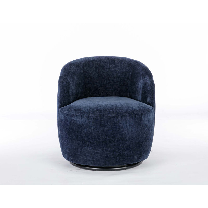 Genece Upholstered Swivel Accent Chair, Blue Chenille