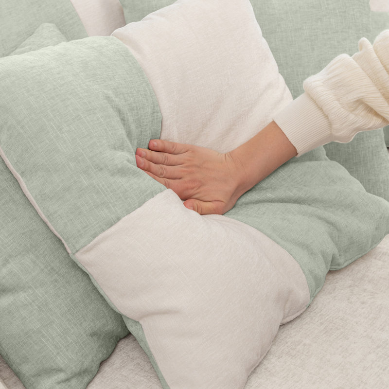 Très grand canapé-lit rond en chenille de 47 po (avec repose-pieds), Beige