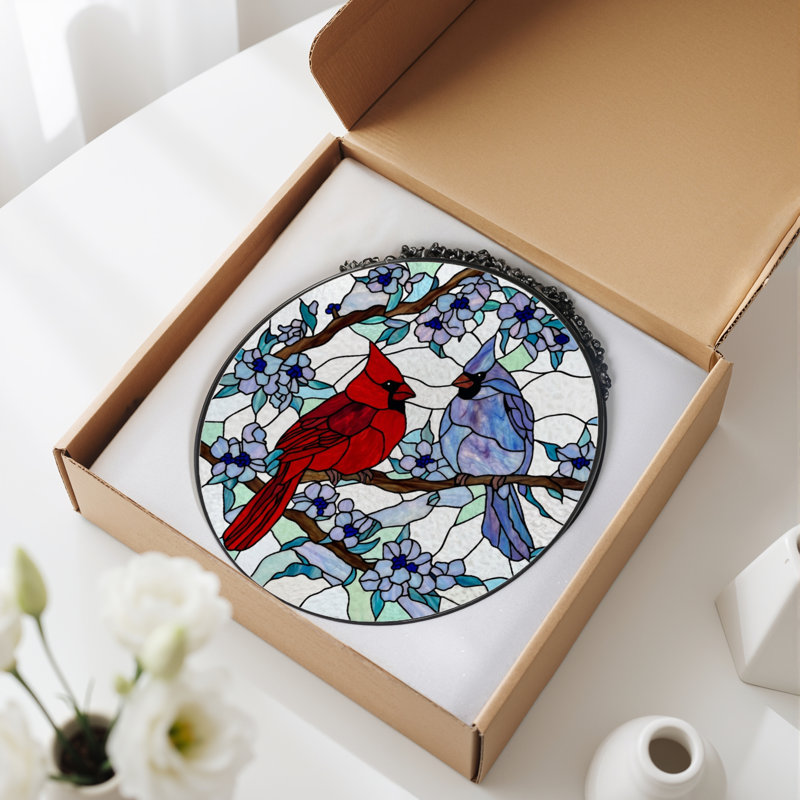Panneau de vitrail 12 "H Cardinal Flowers, H 12 po x l 12 po