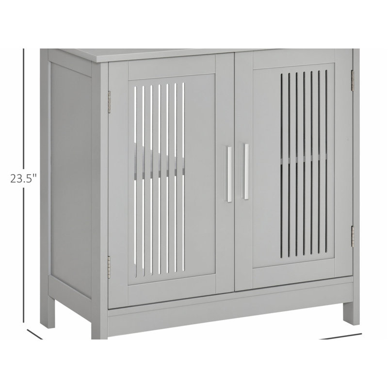 Durability Modern Storage Sink Cabinet with 2 Doors, Pedestal Under Sink,Bathroom Cupboard with Adjustable Shelves, Grey