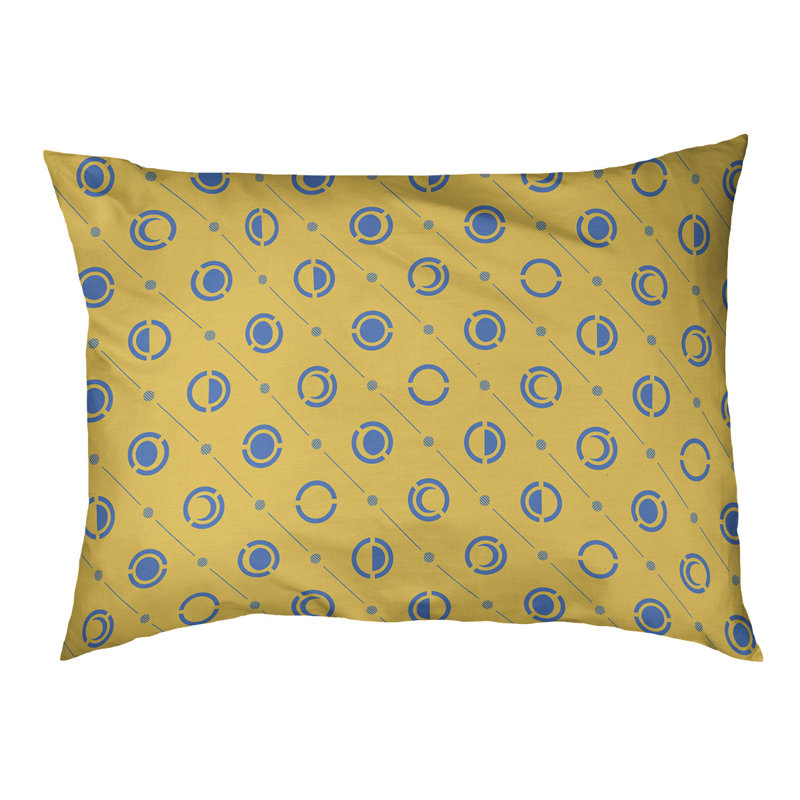 Coussin d’extérieur pour chien moon phases Chenault, Grand (l 50 po x P 7 po x H 40 po), Jaune / bleu ciel / bleu