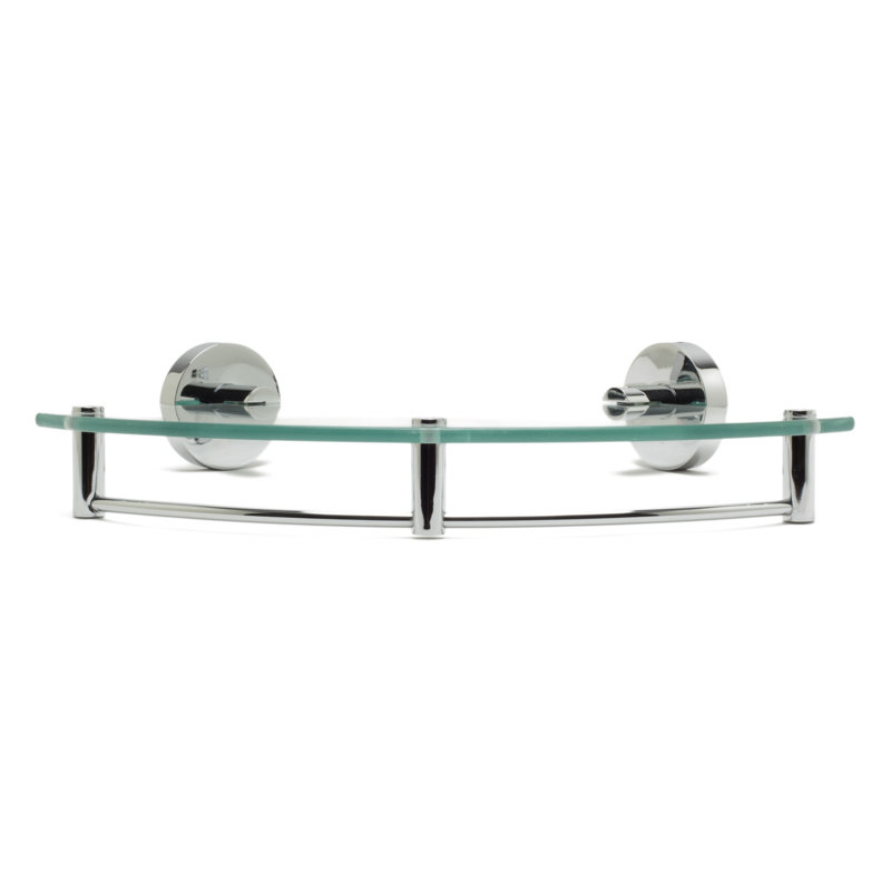 Polished Chrome Glass Corner Shower Shelf