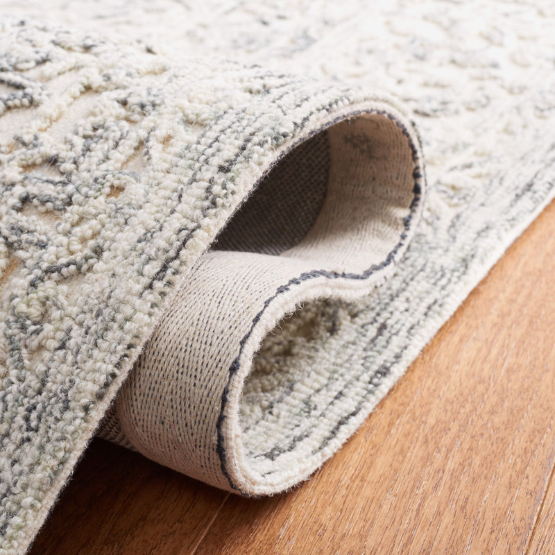 Ivory and Charcoal Hand Tufted Wool Area Rug