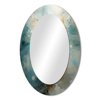 Angels Announcement Celestical Christianism I - Teal Oval Wall Mirror Decor