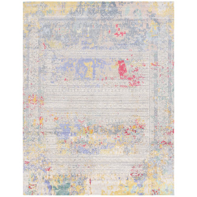 Centennial Hand Knotted Silk/Wool Southwestern Rug in Beige/Blue
