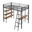 Lit mezzanine simple en métal avec tablettes et bureau