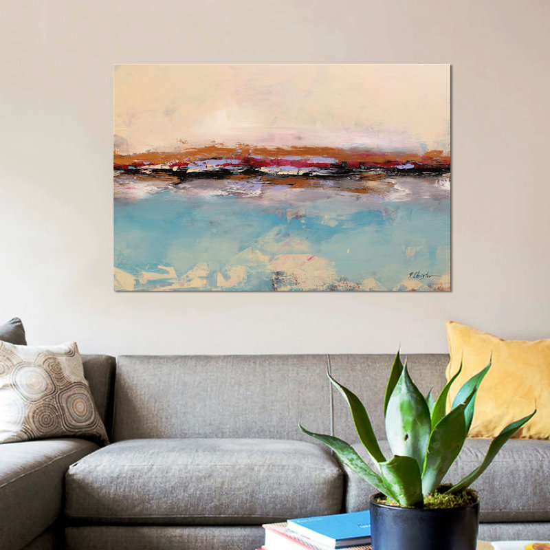 « seascape », reproduction sur toile, H 26 po x l 40 po x P 1,5 po, Toile tendue, Pas de tapis