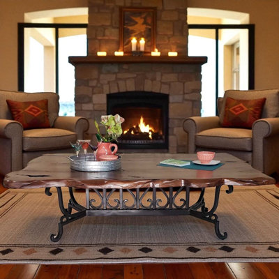 Live Edge Mesquite Coffee Table – Square Rustic Wood Centerpiece – Handcrafted Statement for Luxury Living Rooms