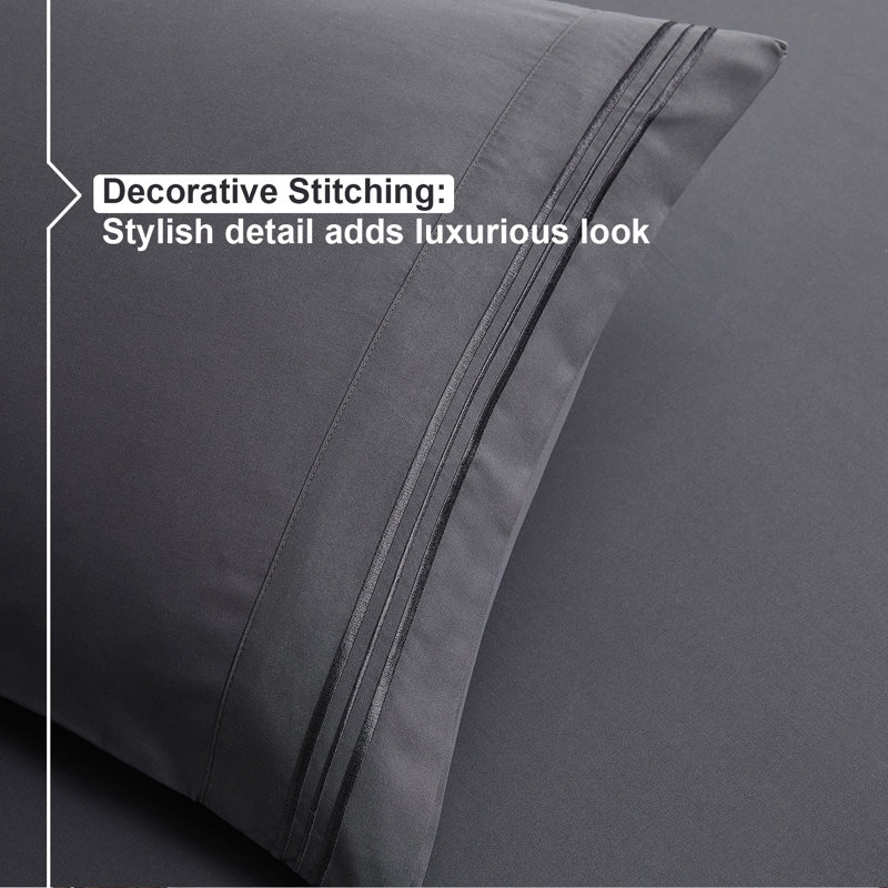 Microfiber Sheet Set, Charcoal Gray, King