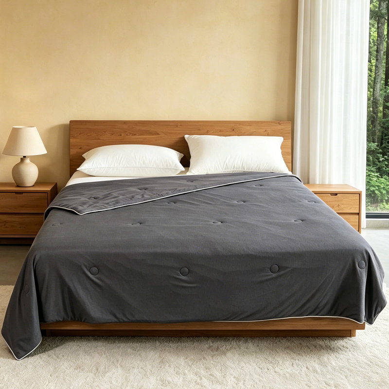 Summer Cooling Comforter, All-Season Silky Smooth Lightweight & Breathable Quilt for Hot Sleepers with Q-Max 0.45 Technology, Temperature Regulating Grey Cooling Blanket for Night Sweating Relief, Available in King